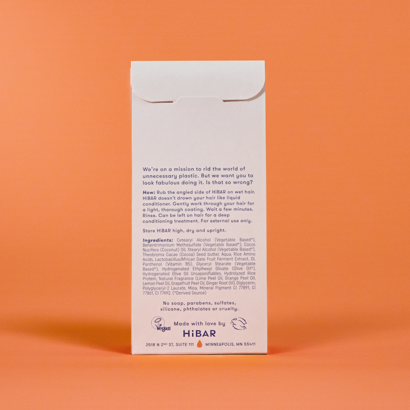 Photo of the back of the packaging of the shampoo bar and conditioner bar set.