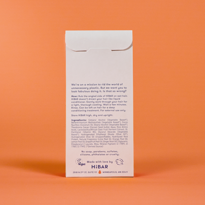 Photo of the back of the packaging of the shampoo bar and conditioner bar set.