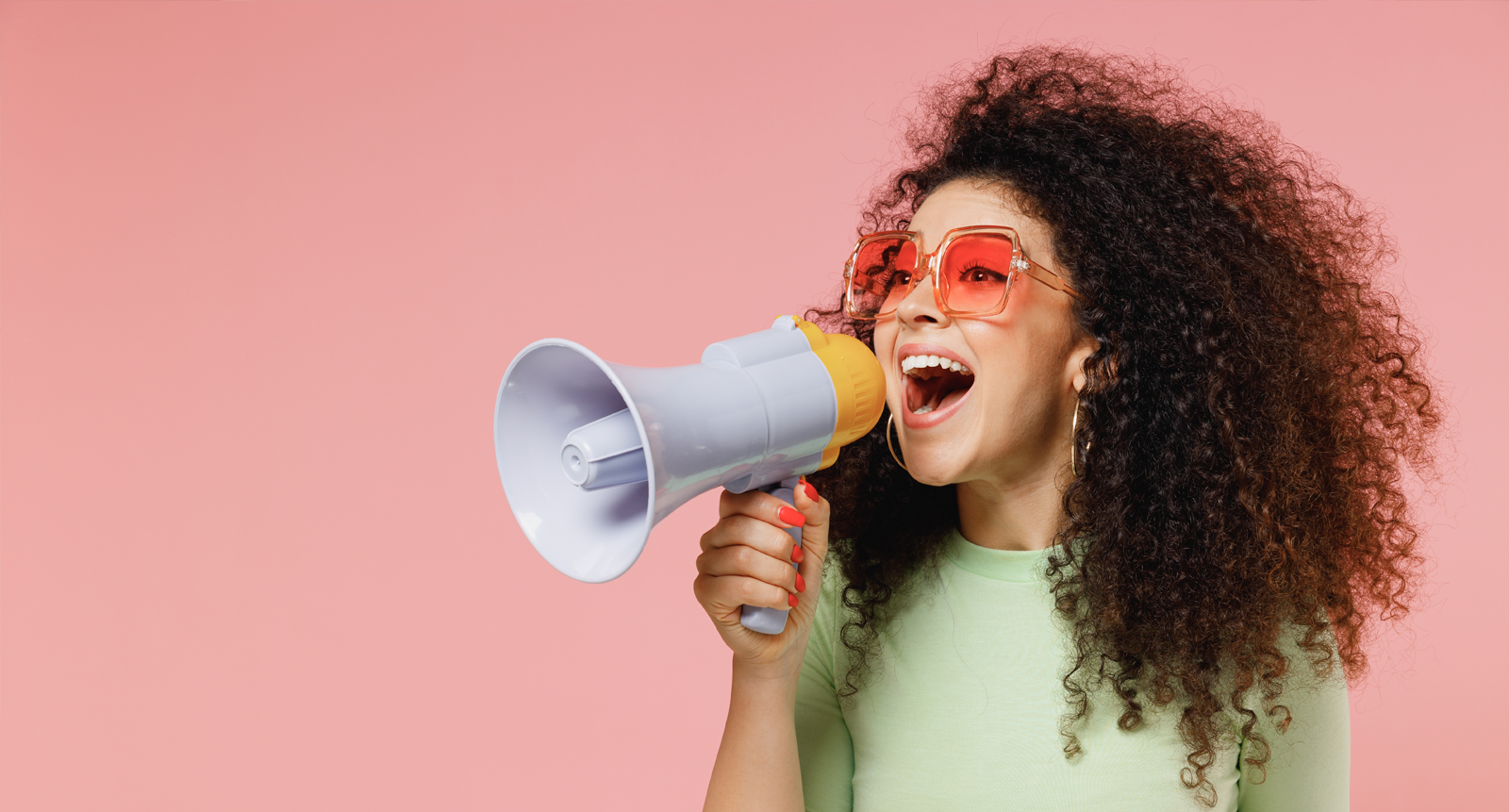 Woman on a megaphone.