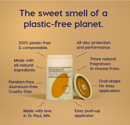 The sweet smell of a plastic free planet infographic for bergamot and cedar deodorant 