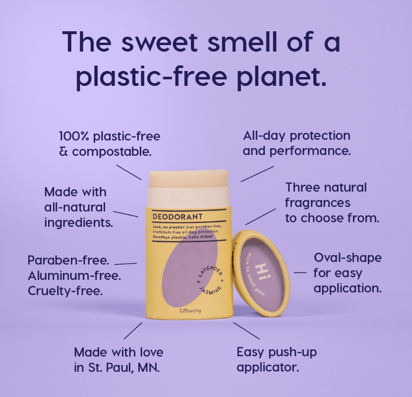 The sweet smell of a plastic free planet infographic for lavender and jasmine deodorant 