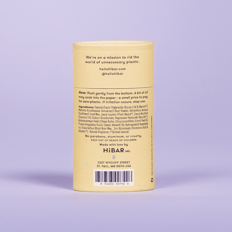 Lavender and Jasmine deodorant packaging from the back